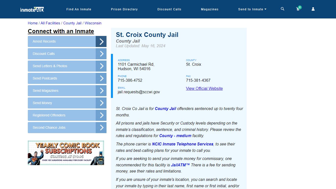 St. Croix County Jail - Inmate Locator