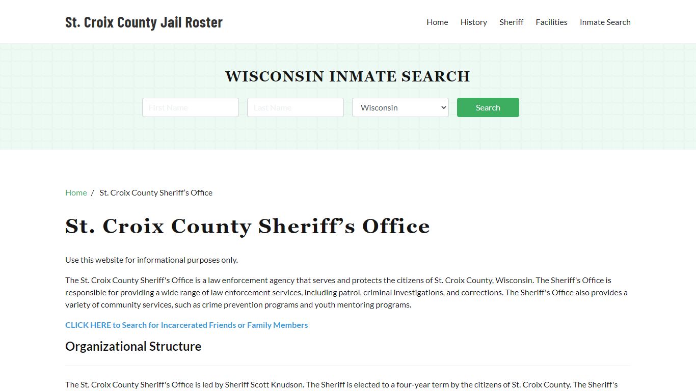 St. Croix County Sheriff Office, WI, Arrest Warrants Search