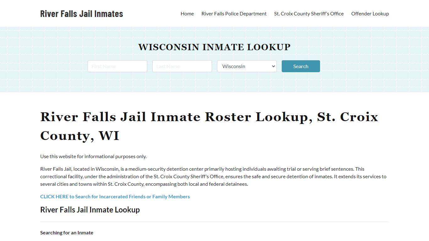 River Falls Jail Inmate Roster, St. Croix County, WI, Offender Search